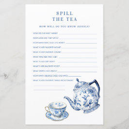 Blue & White Chinoiserie Spill the Tea Shower Game