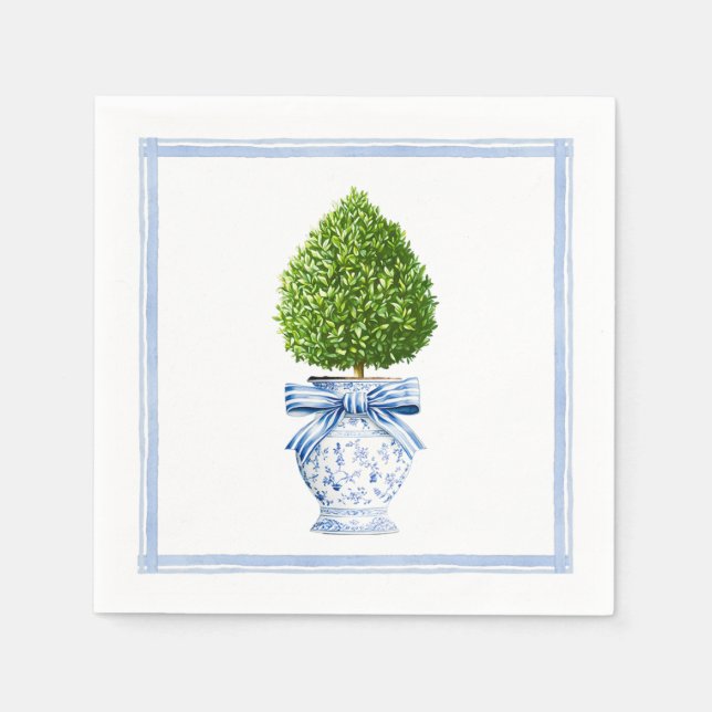 Blue & White Chinoiserie Topiary Pappersservett (Framsidan)