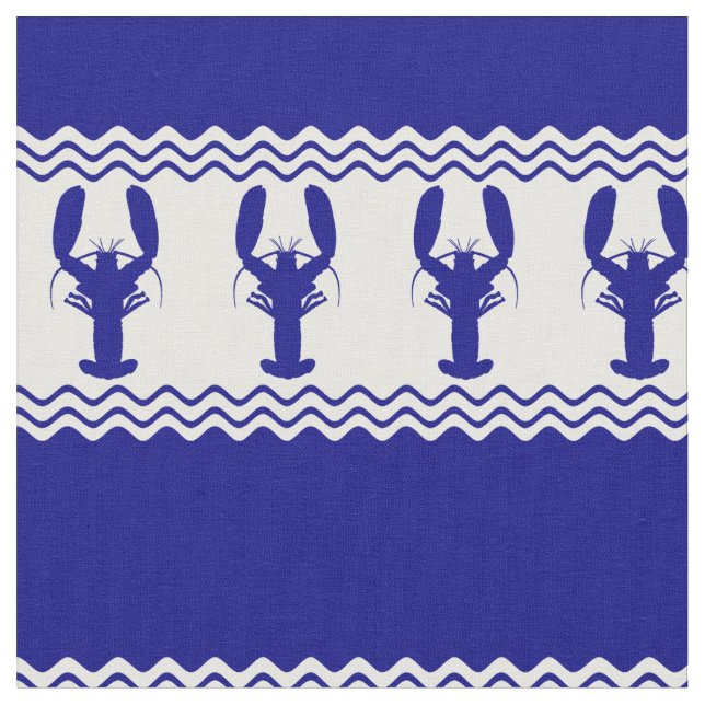 Blue White Coastal Lobster Rand Tyg (Närbild)