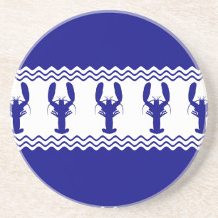 Blue White Coastal Lobster Rand Underlägg