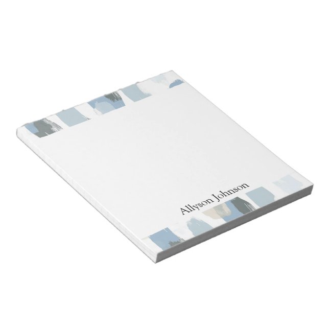 Blue White Cream Abstrakt Anteckningsblock (Vinklad)
