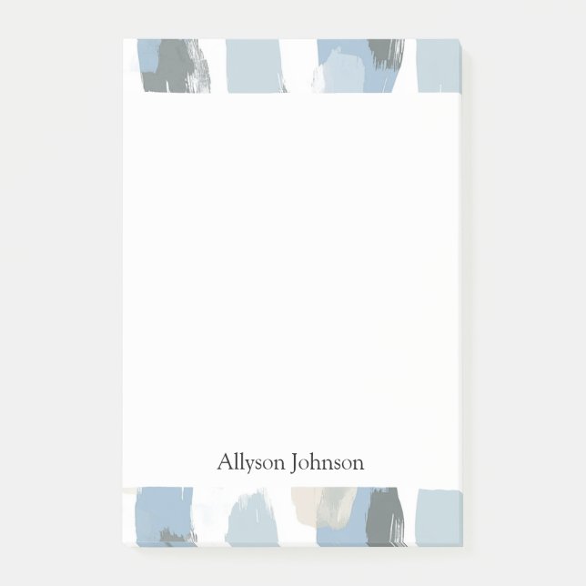Blue White Cream Abstrakt Post-it Block (Framsida)