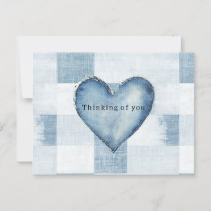 Blue White Denim Jean Heart Personlig Namn Vykort