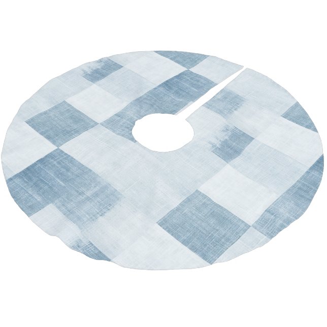 Blue White Denim Jean jul Julgransmatta Borstad Polyester (Vinklad)