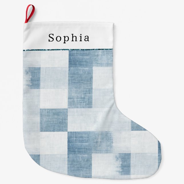 Blue White Denim Jean jul Stor Julstrumpa (Framsidan)