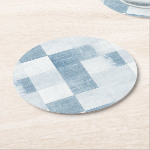 Blue White Denim Jean Rand Birthday Underlägg Papper Rund