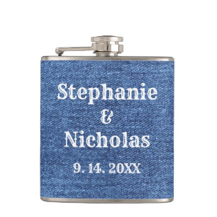 Blue White Denim Theme Bröllop Fickplunta