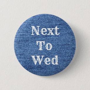 Blue White Denim Theme Bröllop Knapp