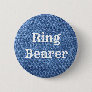 Blue White Denim Theme Bröllop Knapp