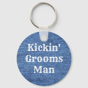 Blue White Denim Theme Bröllop Nyckelring