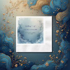 blue white Dreamy coastal marble ink wedding Pappersservett