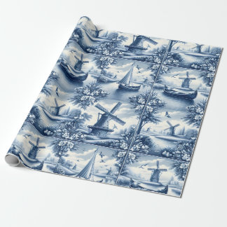 Blue & White Dutch Landscape Pattern • Tile-Inspir Presentpapper