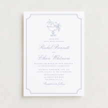 Blue & White Elegant Frame Wedding Invitation