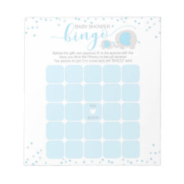 Blue White Elephant Boy Baby Shower Bingo Anteckni Anteckningsblock