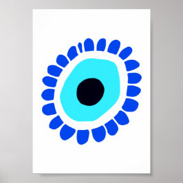 Blue White Evil Öga Symbol Poster