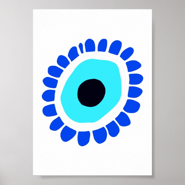 Blue White Evil Öga Symbol Poster (Framsidan)
