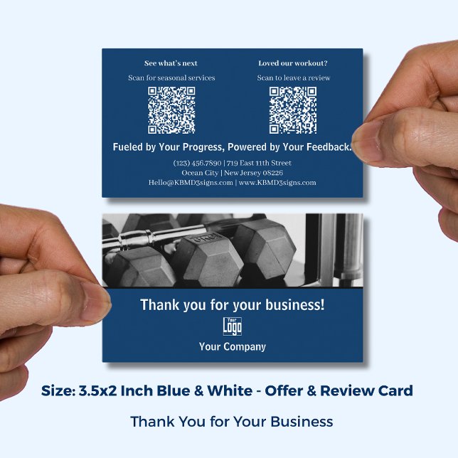Blue White Fitness Branding Seasonal Review Thanks Visitkort (Blue White Fitness Branding Seasonal Review Thanks Business Card; Size: 3.5x2 Inch (US))