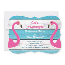 Blue & White Flamingo Bachelorette Party Inbjudan