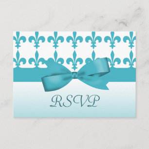 Blue & White Fleur De Lis Bröllop OSA Kort