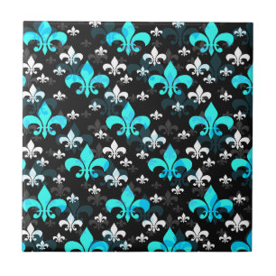 Blue White Fleur De Lis Kakelplatta