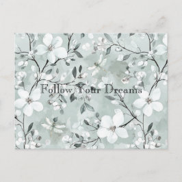 Blue White Floral Dragonflies Vykort