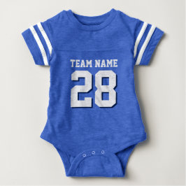 Blue White Football Jersey Sports Baby Romper T Shirt