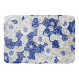 Blue White Fowers Elegant Girly Badrumsmatta