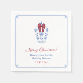 Blue White Ginger Burk Red Ribbon Julfest Pappersservett