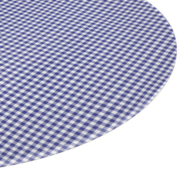 Blue-White Gingham-12in ROUND CUTTING BOARD (Hörn)