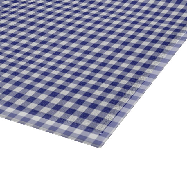 Blue-White Gingham-15 x 11 GLASS CUTTING BOARD (Hörn)