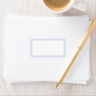 Blue & White Gingham Baby Shower Adressetikett