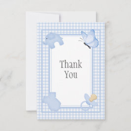 Blue White Gingham Baby Shower Tack Kort