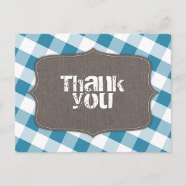 Blue & White Gingham Canvas Tack Postcards Vykort