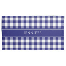 Blue & White Gingham Farmhouse Mönster Namn Pillo