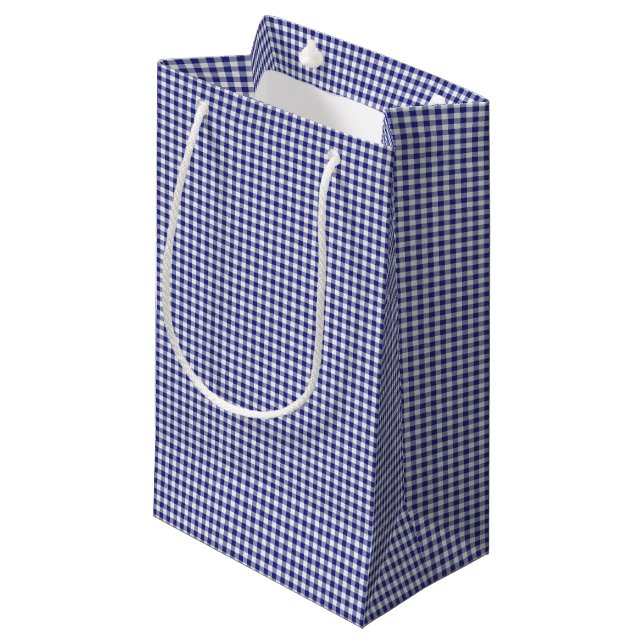 Blue-White Gingham-GIFT BAG s (Framsidan Vinklad)