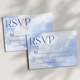 Blue White Gnistra Clouds Dreamy Elegant bröllop OSA Kort