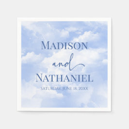 Blue White Gnistra Clouds Dreamy Elegant bröllop Pappersservett