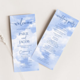 Blue White Gnistra Clouds Dreamy Elegant bröllop Program