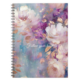 Blue White Gold Purple Floral   Anteckningsbok