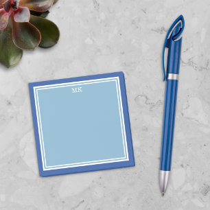 Blue White Gräns Monogrammed Post-it Block