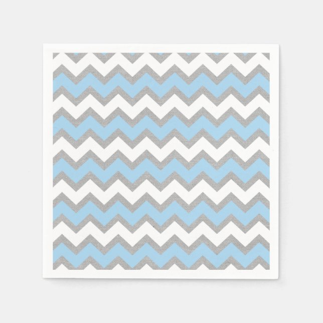 Blue White Grått Chevron party decor Pappersservett (Framsidan)
