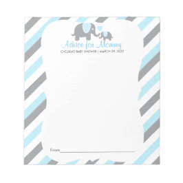 Blue, White Grått Rand Elephant - Råd Anteckningsblock