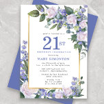 Blue White Guld Blommigt 21:a födelsedagen Inbjudningar<br><div class="desc">Äkta en speciell kvinna med denna elegant och kvinnlig inbjudan till 21:a födelsedagspartiet. 21:a är skriven i stor blå text. Födelsedagsfirandet följer. Gästgästens namn ligger också i blå huvudstad brev. Återstoden av texten är mjukt grått. Information om födelsedagsfirandet omges av en chic guld ram som är dekorerad med vit ros...</div>