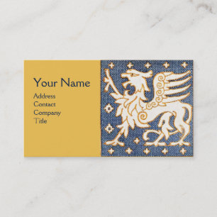 BLUE WHITE GULD FANTASY GRIFFIN MONOGRAM VISITKORT