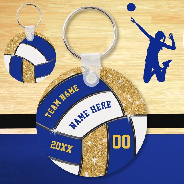 Blue White Guld, Volleyball Team-presenter, Volley Nyckelring (Cheap, Volleyball Souvenirs for Girls. Nice as, Volleyball party favors or cheap volleyball gifts.)