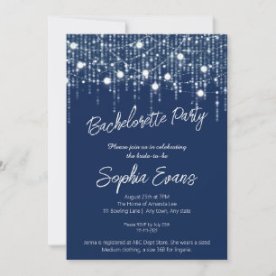 Blue & White Hanging Ljus Bachelorette Party Inbjudningar