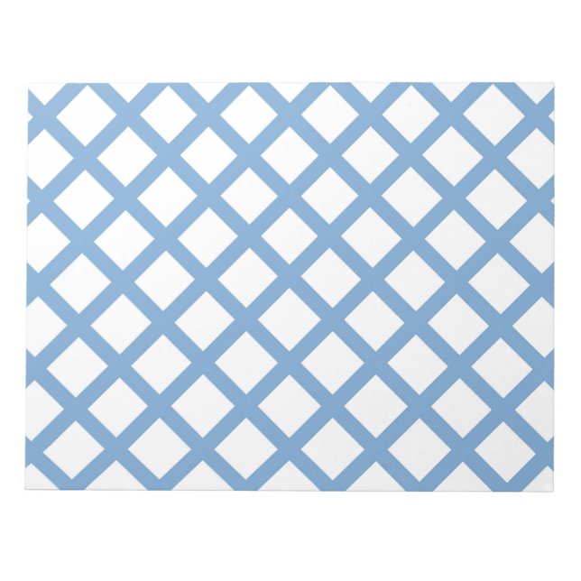 Blue White Harlequin Diamond Rand Mönster Anteckningsblock (Framsida)