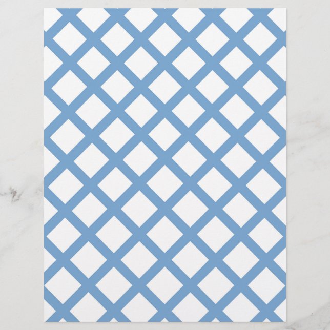 Blue White Harlequin Diamond Rand Mönster Brevhuvud (Framsida)