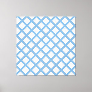 Blue White Harlequin Diamond Rand Mönster Canvastryck