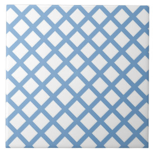 Blue White Harlequin Diamond Rand Mönster Kakelplatta